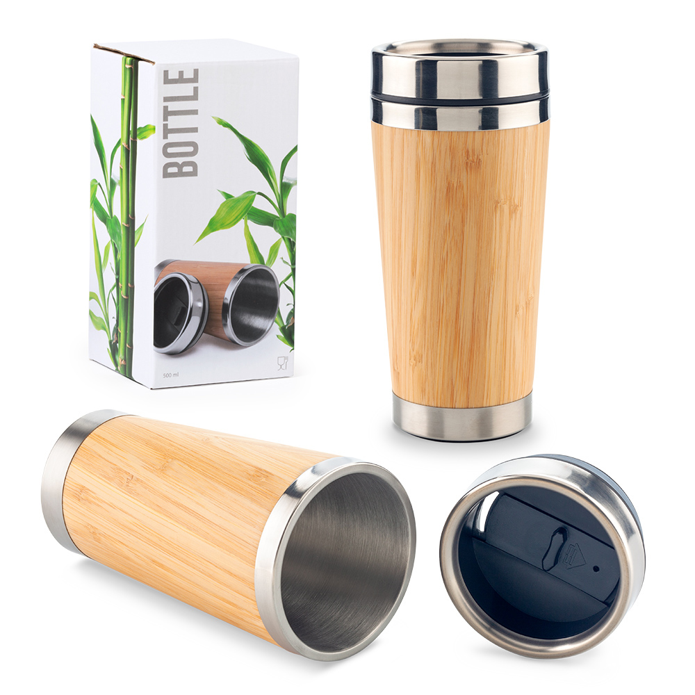 Mug Metálico con Bamboo 500ml